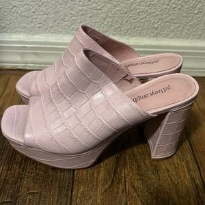 Jeffery Campbell croc embossed pink mule open toe heel size 7